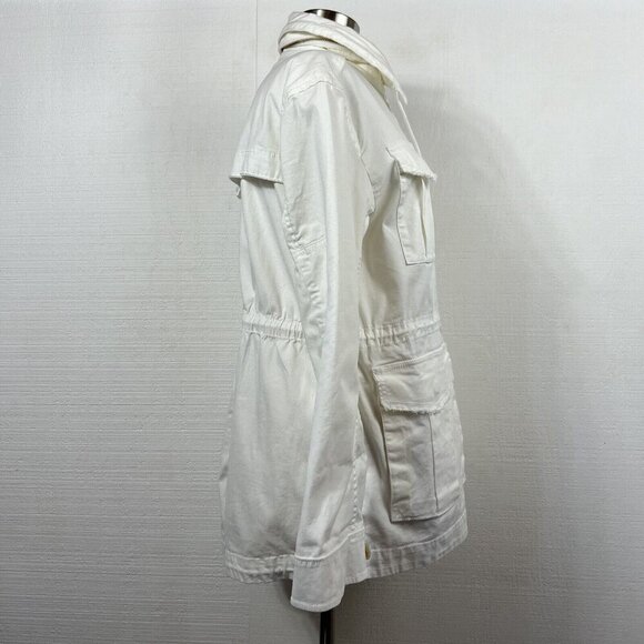 ATM Anthony Thomas Melillo M Womens White Field Full Zip Drawstring Zip Up Hood - Picture 3 of 13